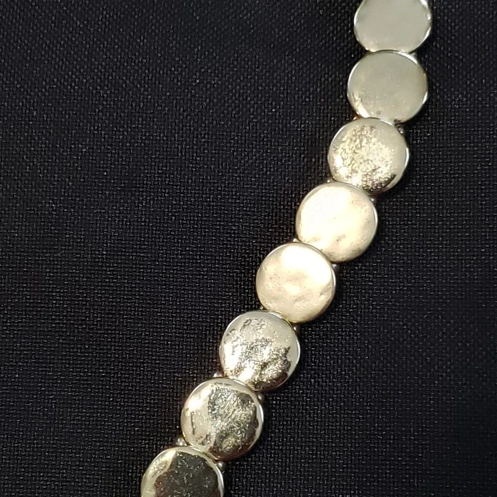 Chicos Womens Gold Tone Choker Necklace Minimal Boho Hammered Circle Discs